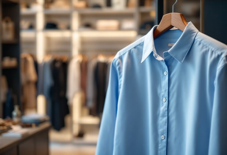 Camicia azzurra elegante per la moda primavera estate 2025