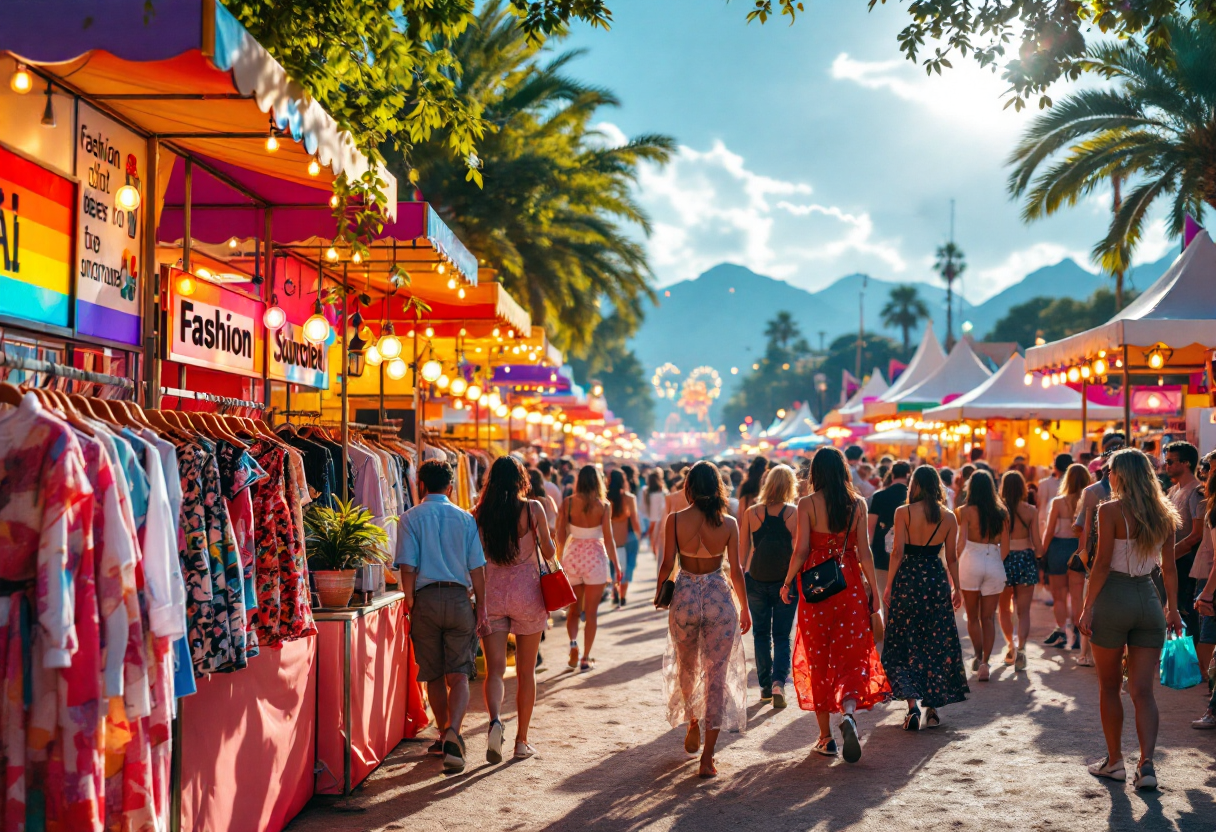 Immagine di un festival con moda e musica in primo piano