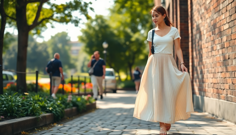 come indossare la gonna lunga plissettata per unestate elegante 1751959645