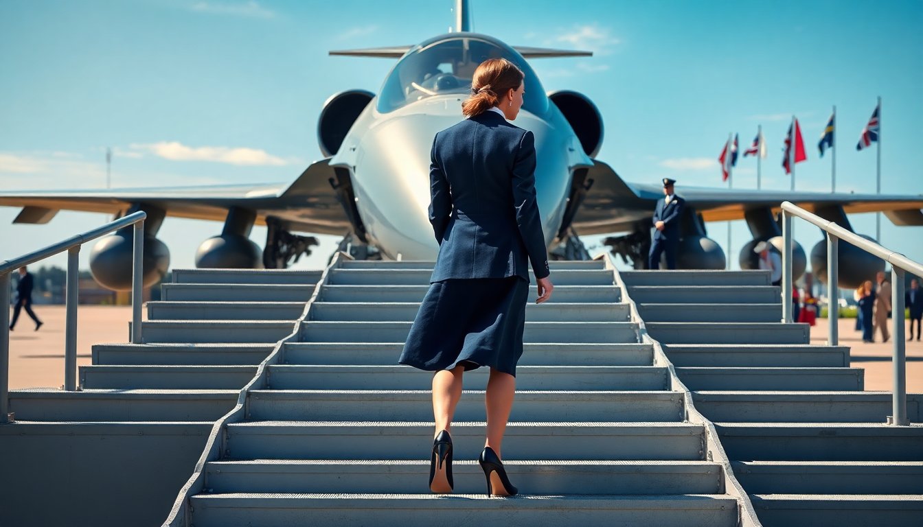 kate middleton affascina in tacchi alti a bordo di un jet militare python 1759503038