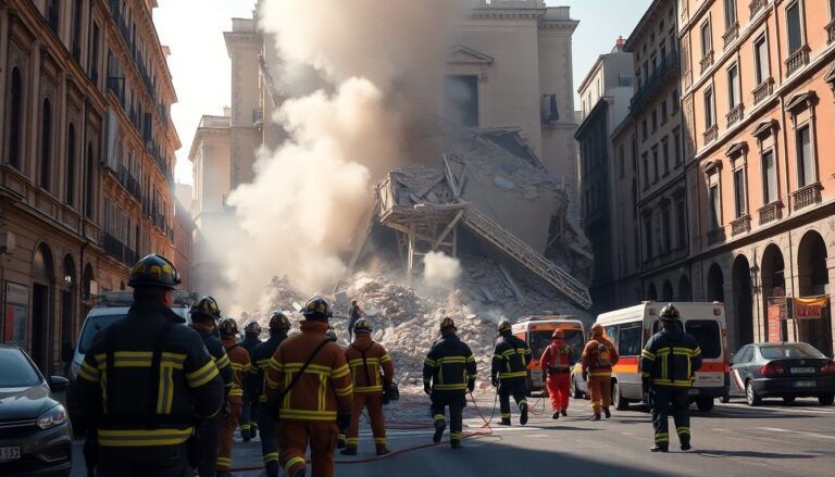 crollo di un palazzo a roma vigili del fuoco in azione 1762253552