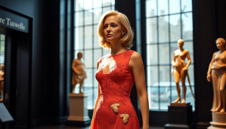 gillian anderson e il vestito vulva unicona al madame tussauds 1764360826