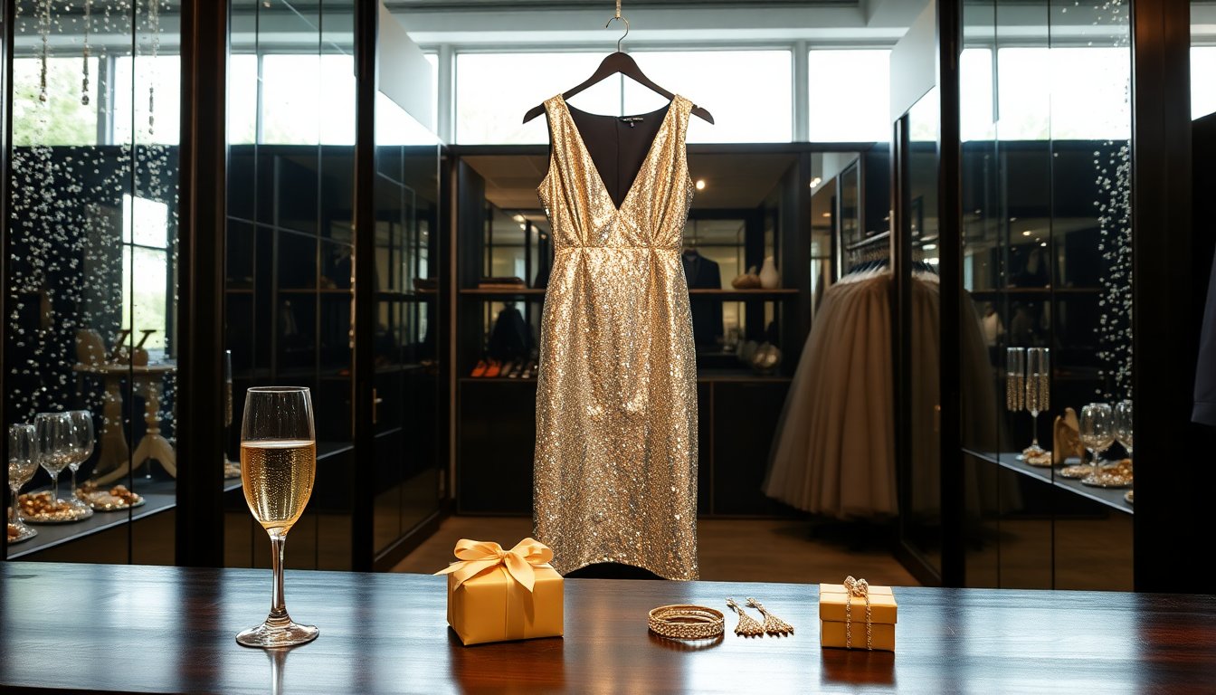 abiti in lurex e accessori brillanti preparati a festeggiare il capodanno 2025 con stile 1767026515