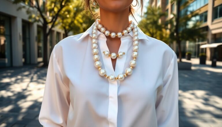 collane sopra la camicia guida per abbinare i gioielli e ottenere un look chic 1764544480