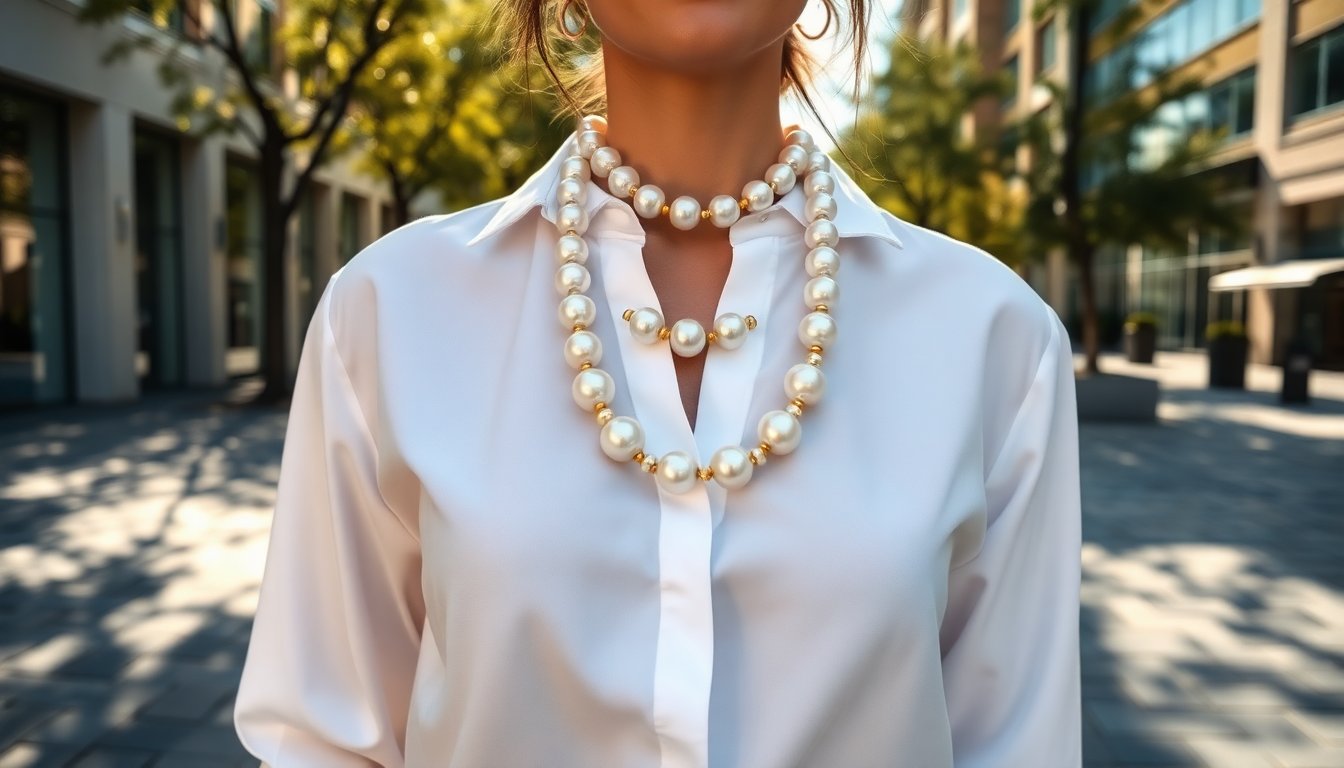 collane sopra la camicia guida per abbinare i gioielli e ottenere un look chic 1764544480